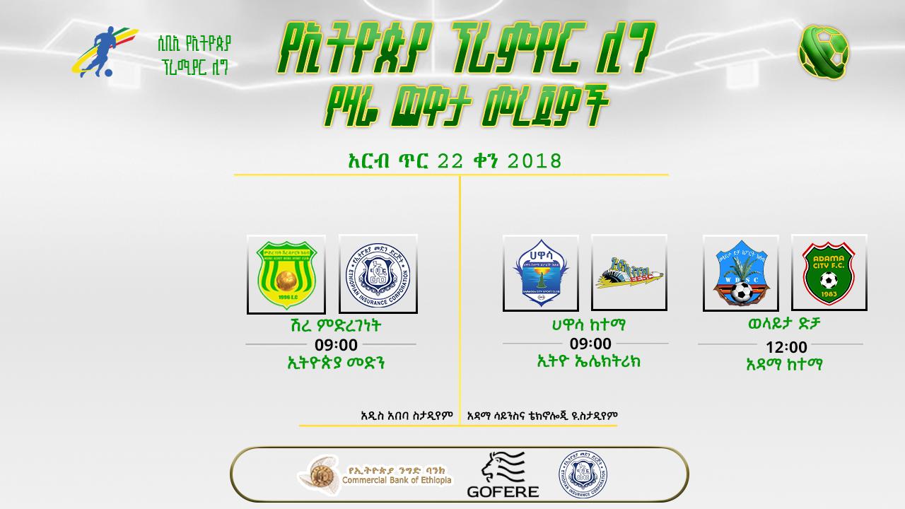 ቅድመ ጨዋታ መረጃዎች|  የ18ኛ ሳምንት የመጀመሪያ ቀን ጨዋታዎች